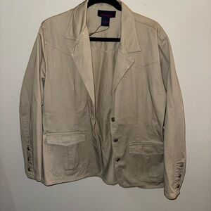 Vintage Denim & Co Khaki Utility Blazer w/ Button Detail | 100% Cotton (Size M)